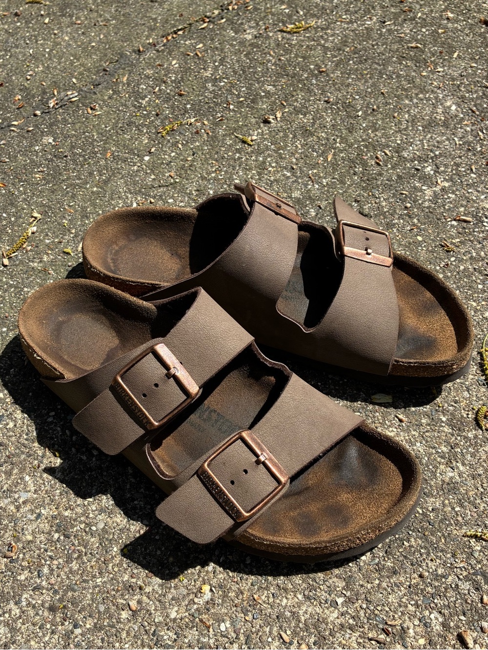 Birkenstock | Womens Brown Slide Sandals - Picture 3 of 14